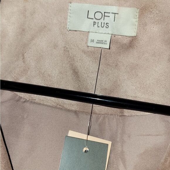 ANN Taylor Loft Faux Suede Moto Jacket Dusty Pink 14 Plus  NWT - Picture 3 of 6